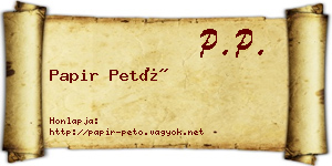 Papir Pető névjegykártya